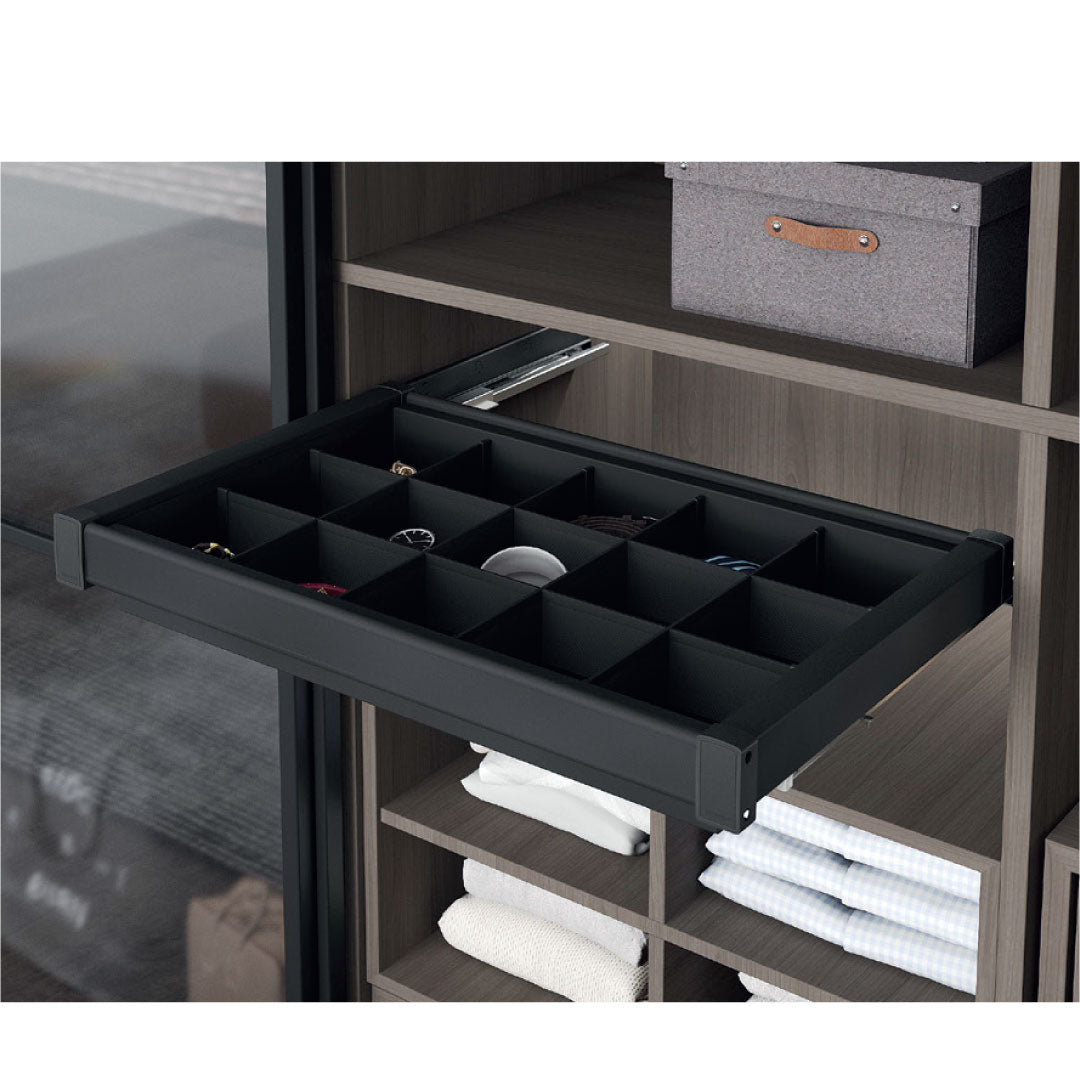 ALUMINIUM SHELF WITH DIVISION UNDERMOUNT RAIL 80CM